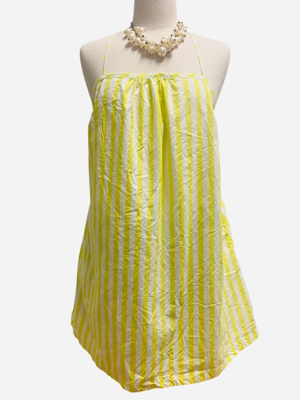 Women’s Yellow & White Striped Spaghetti Strap Camisole Dress